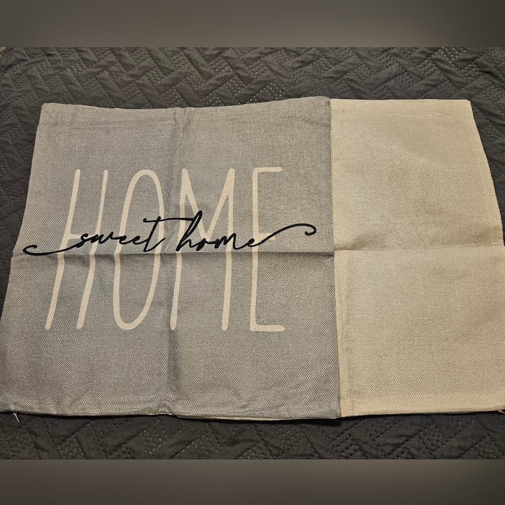Two Slate Blue & Beige Throw Pillow Covers